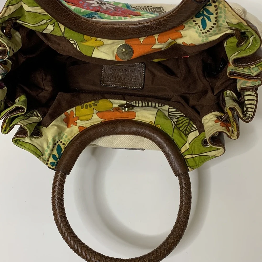 Relic | Canvas Floral Flower One Side RELIC On Other | Brown Rope around Handle